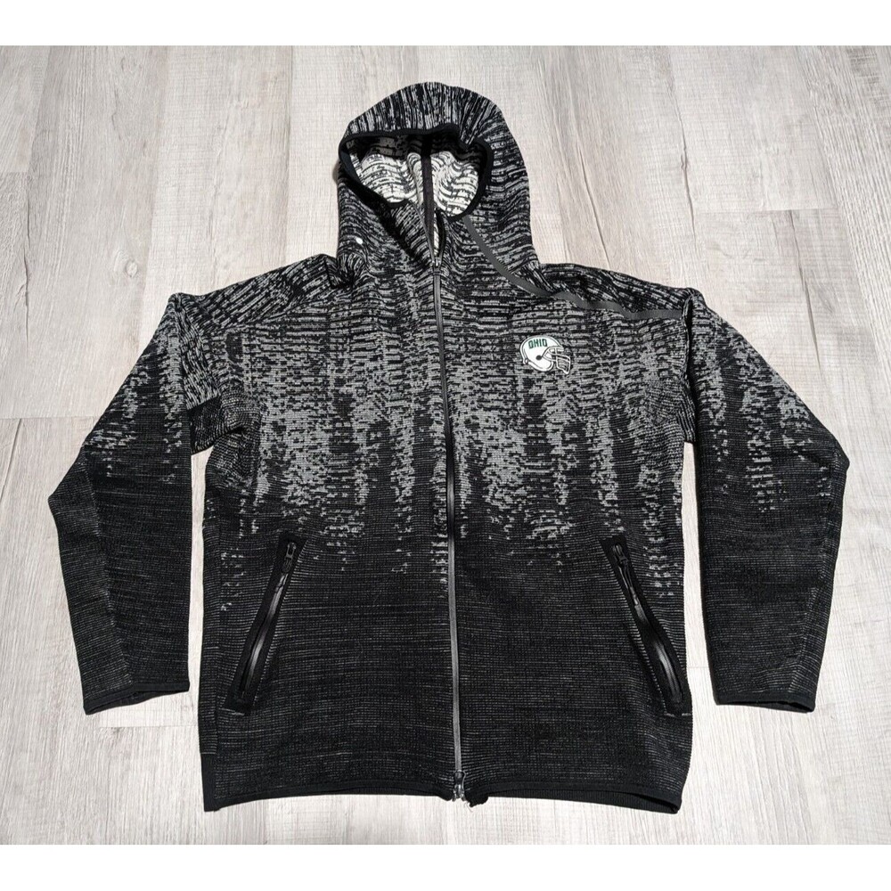 Adidas ZNE Pulse Knit Hoodie Zip Jacket Wool Blend Black Sz Large Ohio Fan READ
